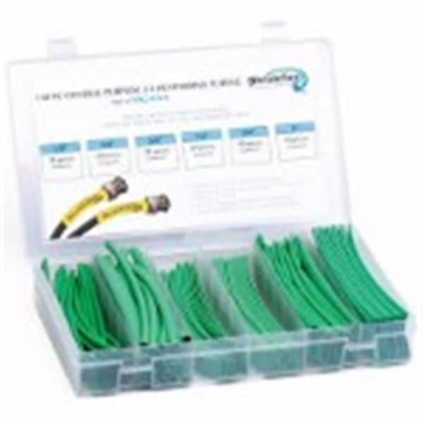 Techflex Heat Shrink Tube Kit, 2:1 I.D. Shrink Ratio, Green, 6 in, 110 PK HSK2-GN-K - main